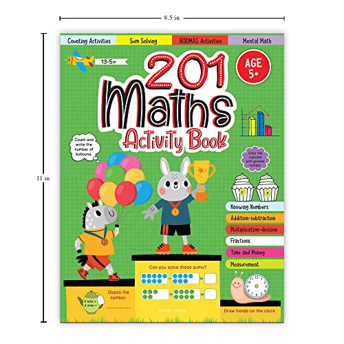 201 Maths Activity Book: Fun Activities and Practice Sheets | Learn Counting, Addition & Subtraction | Ages 4–7 | 3 Hours of Interactive Learning (Paperback)