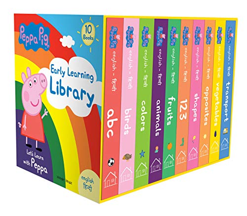 Peppa Pig Early Learning Library (English-Hindi): Boxset of 10 Board Books for Children (Board book)