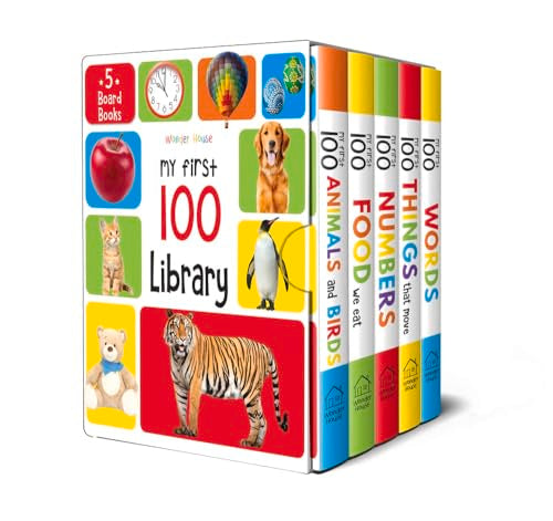 My First 100 Library: Boxset of 5 Early Learning Board Books for Kids | Learn First 100 Words, Numbers, Animals & Birds, Food We Eat, and Things That Move | Perfect for Babies, Toddlers, Preschool & H (Board book)