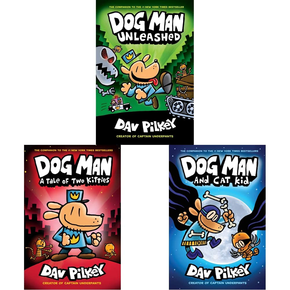 Dog Man Unleashed (Dog Man #2) & Dog Man 3: A Tale of Two Kitties from the Creator of Captain Underpants & Dog Man #4: Dog Man and Cat Kid (Product Bundle)