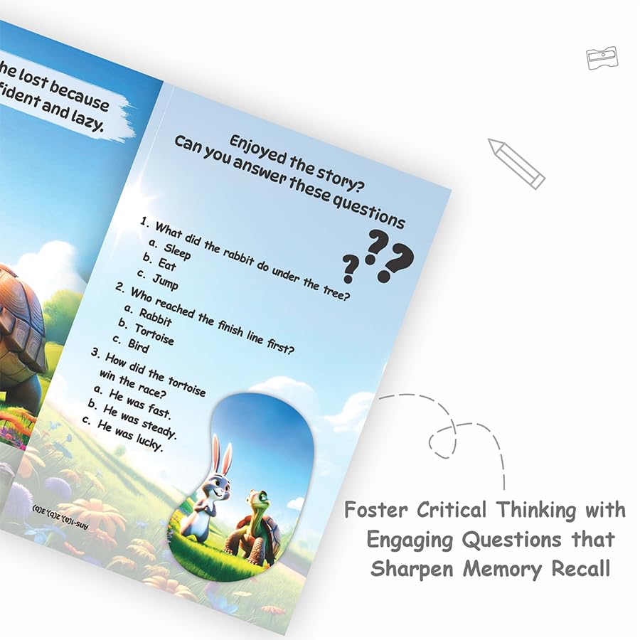 Set of 10 Moral Story Book for Kids with 100+ Activities Book, Short Illustrated Stories with 3D Animated Images, Story Book for Kids 3-5 Years (Paperback)