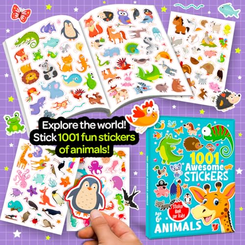 1001 Awsome Stickers - Animals (Paperback)