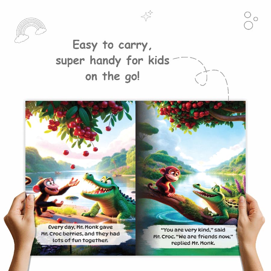 Set of 10 Moral Story Books for Kids, Short Illustrated Bedtime Stories with 3D Animated Images, Read-Aloud Story Books for 3-6 Years (Paperback)