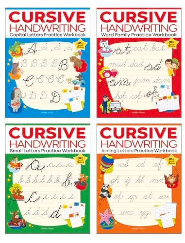 Cursive Handwriting Practice Workbooks (Set of 4): Small Letters, Capital Letters, Joining Letters & Word Families | Level 1 | Ages 5–8 | Build Writing Skills with Fun Exercises (Paperback)