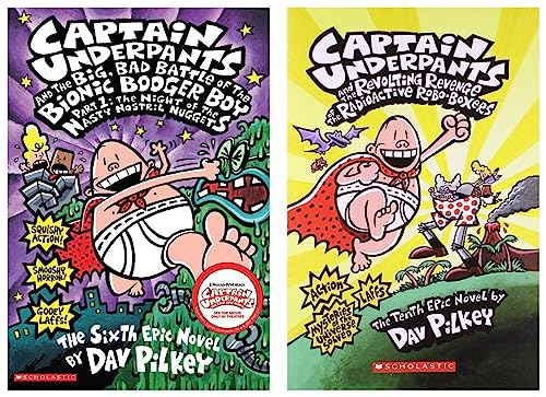 CAPTAIN UNDERPANTS #06: THE BIG BAD BATTLE OF THE BIONIC BOOGER BOY PART 1 & Captain Underpants and the Revolting Revenge of the Radioactive Robo - Boxers Dave Pilkey (Product Bundle)