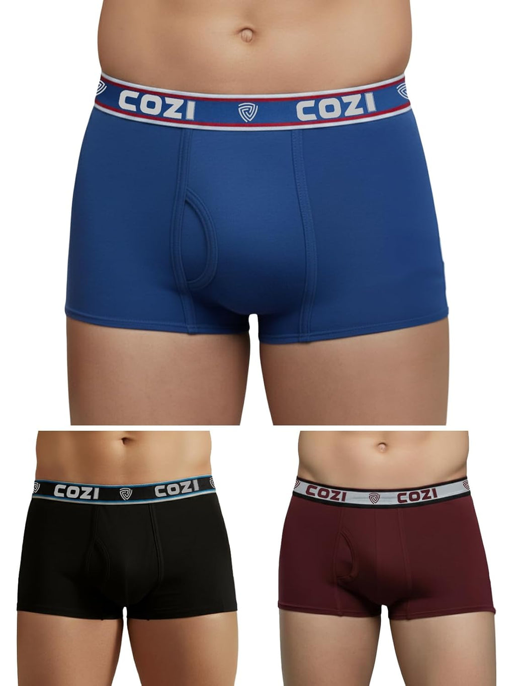 Lux Cozi Mens 100% Cotton Solid Mini Trunk | Mini Trunk Underwear for Men | Color and Print May Vary | Pack of 3 (XL)