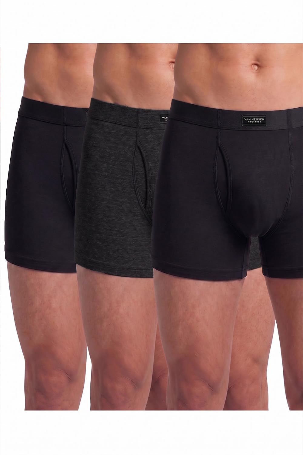 Van Heusen Men’s Cotton Boxer Briefs Pack of 3 | Long Trunk | No ride-up | Inner Elastic for superior comfort | Open front fly | Super Combed Cotton for softness | Moisture‑Wicking | Sweat Absorbant | (₹720.00 with 7 percent savings)