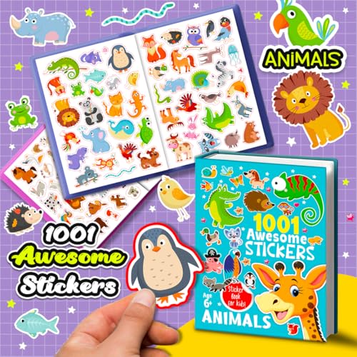 1001 Awsome Stickers - Animals (Paperback)