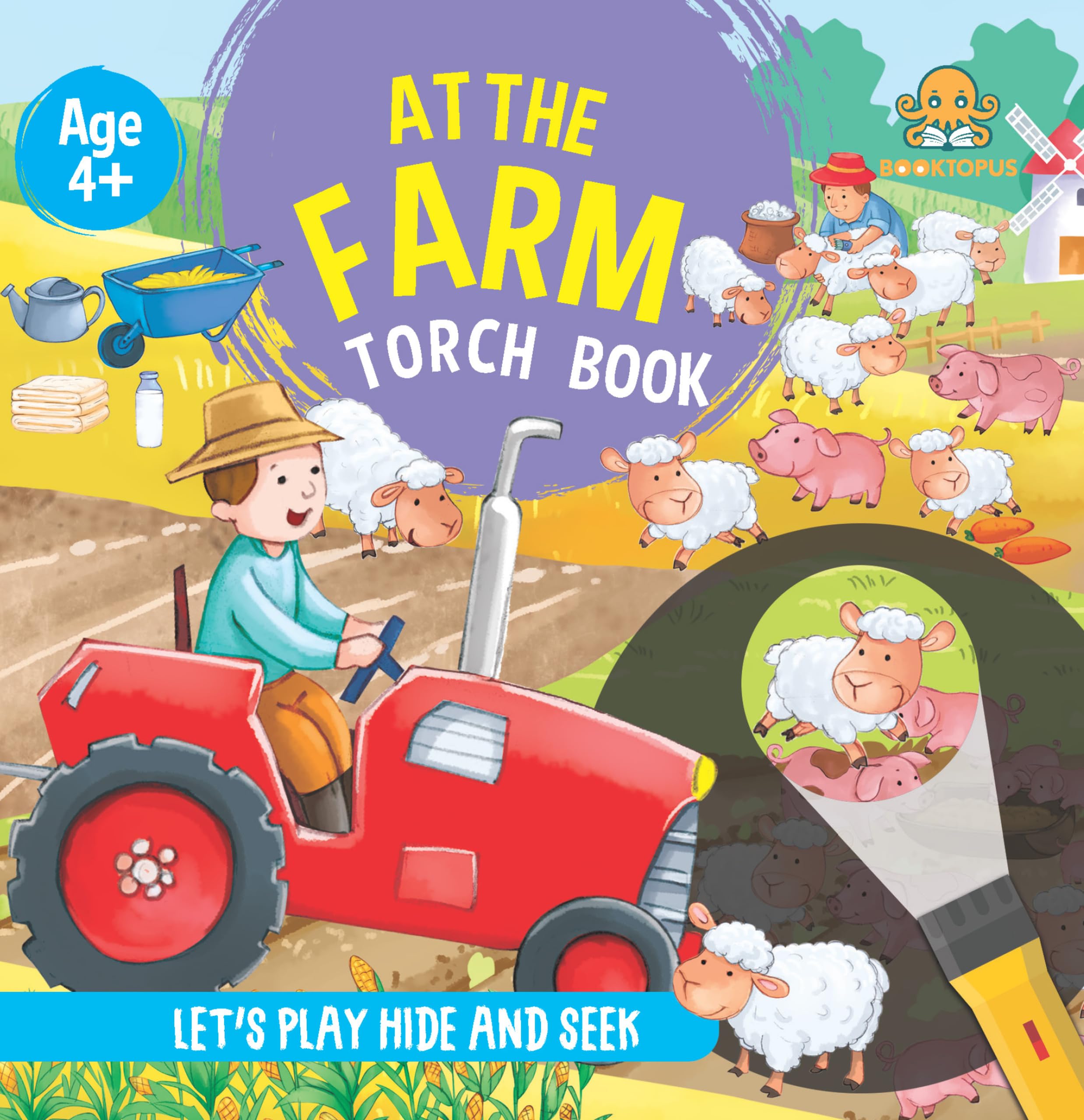 Booktopus Torch Discovery Book - At The Farm Hidden Picture Book with Torch - Learning Activity Books for Kids 4+ Years - Interactive Book: Torch Book