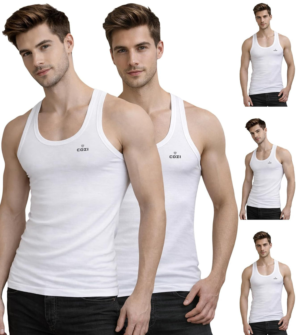 Lux Cozi Cotton Men's Pack of 5 Solid Vest (M)