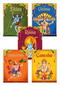Children's First Mythology Stories (Illustrated) - Pack of 5 books (Ram, Shiva, Hanuman, Ganesha, Vishnu) - Storybook for Kids - Folklore - Traditional Values - 6 years to 10 years (Paperback)