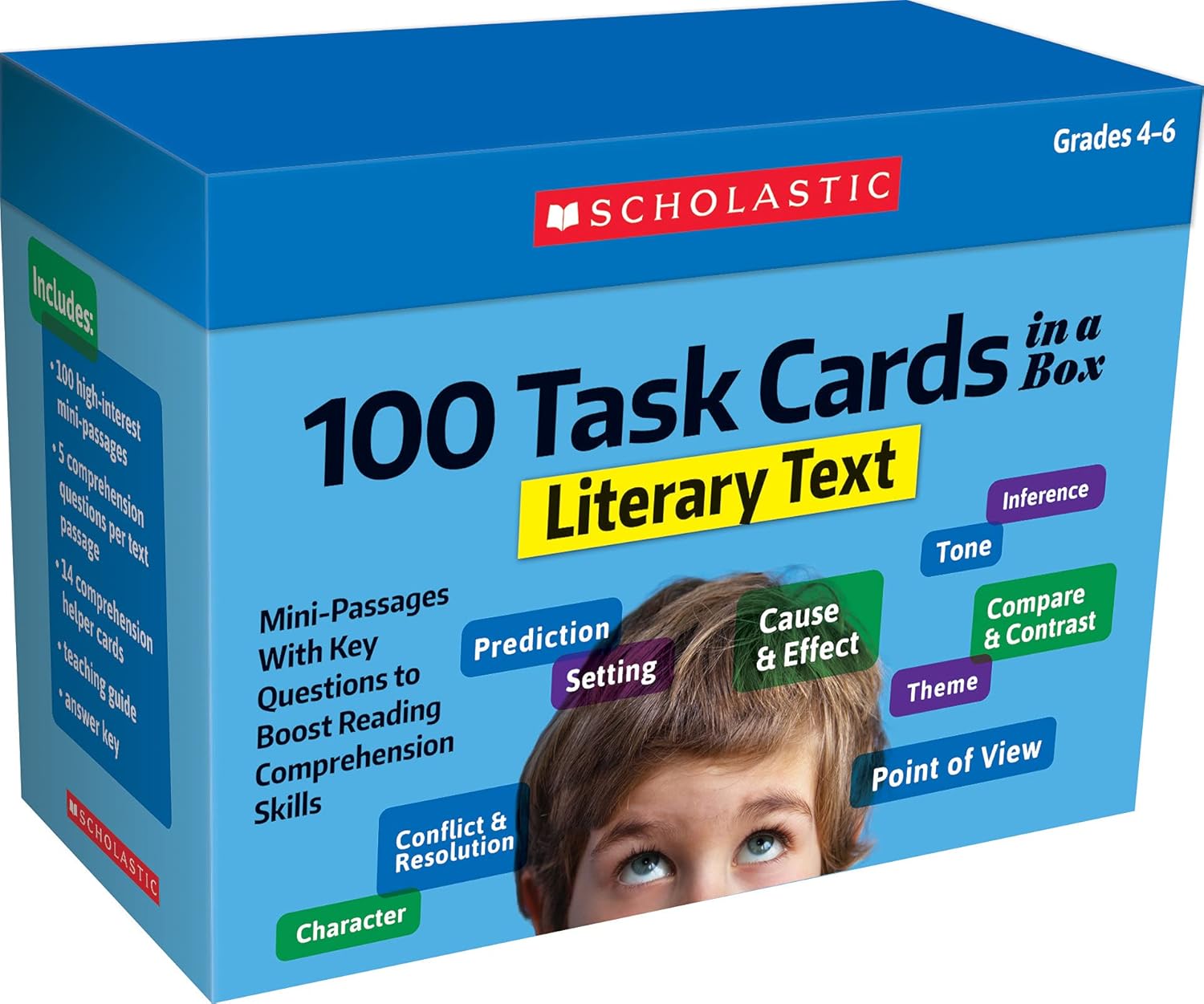 100 Task Cards in a Box Grades 4-6: Literary Text: Mini-Passages With Key Questions to Boost Reading Comprehension Skills (Product Bundle)