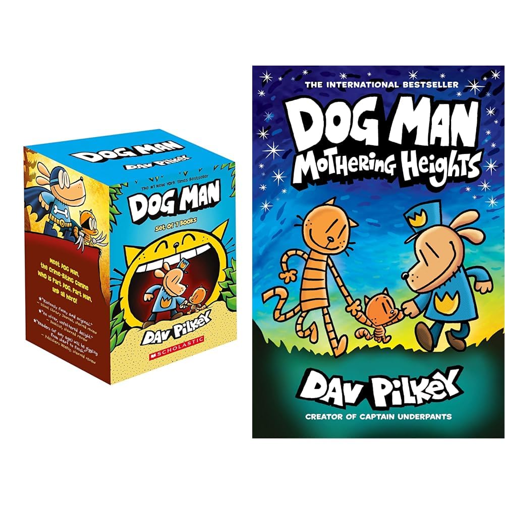 Dog Man Box of 7 Books & Dog Man #10: Mothering Heights (Product Bundle)