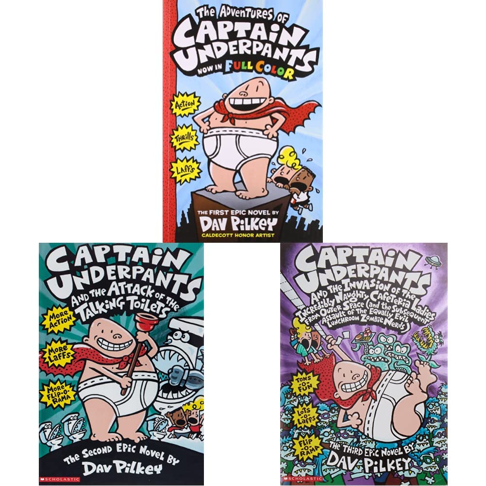 The Adventures of Captain Underpants+The Invasion of the Incredibly Naughty: 3 +Captain Underpants & the Attack of the Talking Toilets: 2(Set of 3books) (Product Bundle)