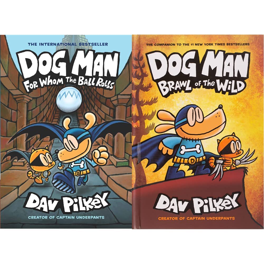 Dog Man: For Whom the Ball Rolls: From the Creator of Captain Underpants (Dog Man #7)+Dog Man #06: Brawl of The Wild(Set of 2 Books) (Product Bundle)