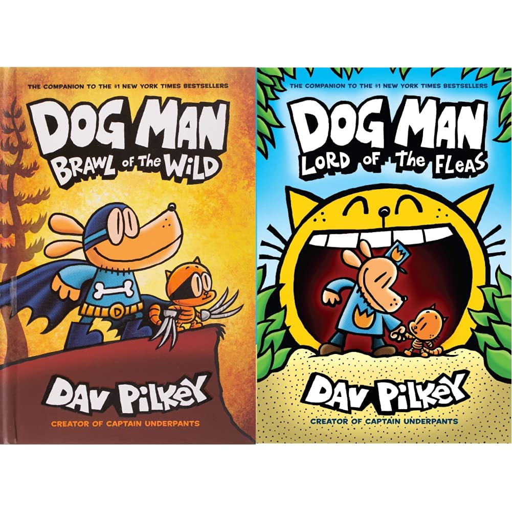 Dog Man #06: Brawl of The Wild+Dog Man #5: Dog Man: Lord of The Fleas: from The Creator of Captain Underpants(Set of 2 Books) (Product Bundle)