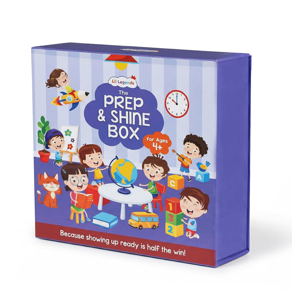 Oswaal Lil Legends Prep and Shine Box for Kids | 7-in-1 Early Learning Kit | Tracing, Vocabulary, Phonics & Activities + Stationery Kit | Age 4+ Years | School Readiness Gift Set (Product Bundle)