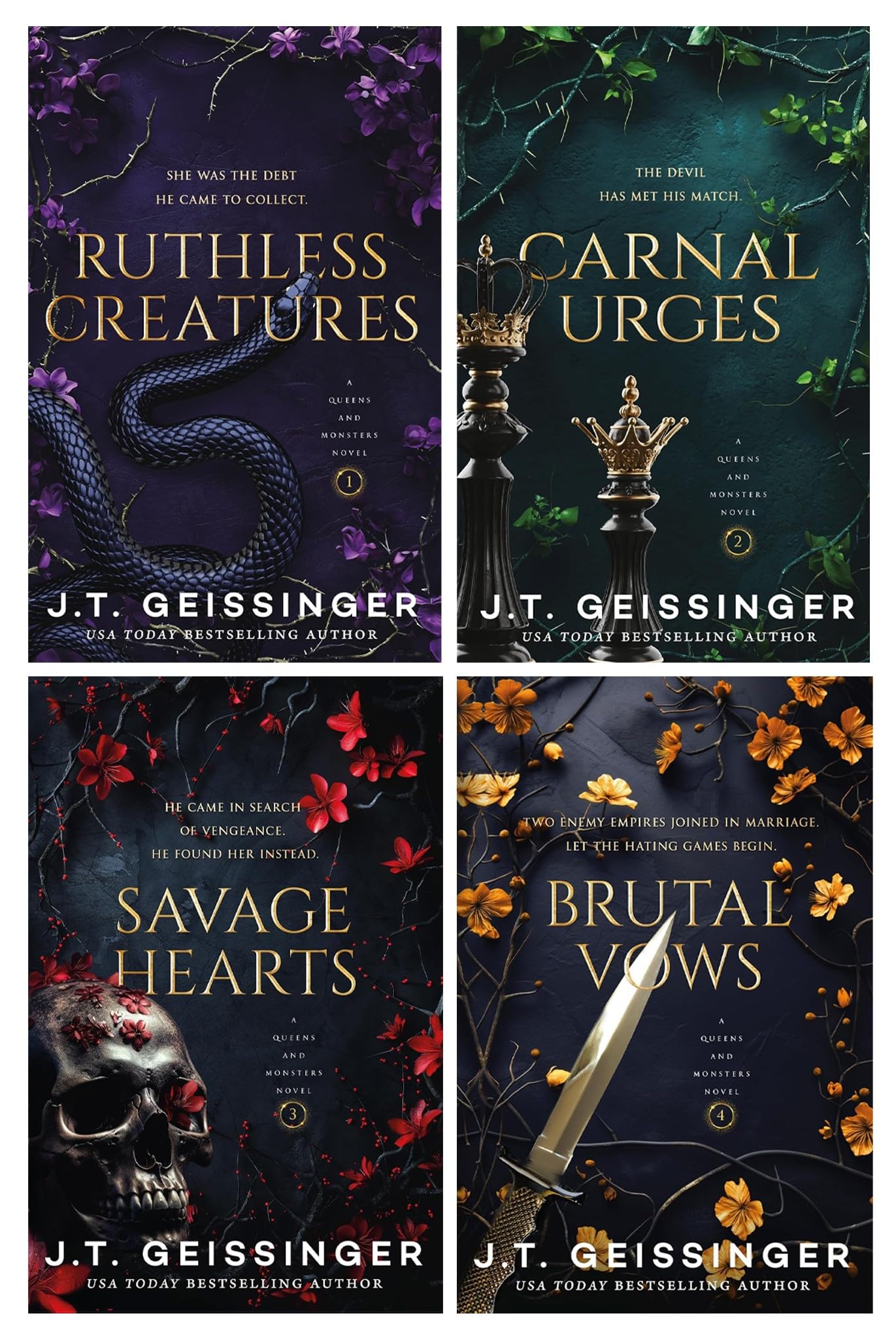 Queens and Monsters Series by J. T. Geissinger 4 Books Collection Set