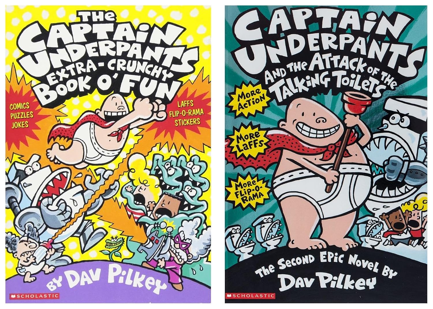 Captain Underpants and the Attack of the Talking Toilets: 2 Captain Underpants and Dav Pilkey & The Captain Underpants Extra-Crunchy Book o Fun (Product Bundle)