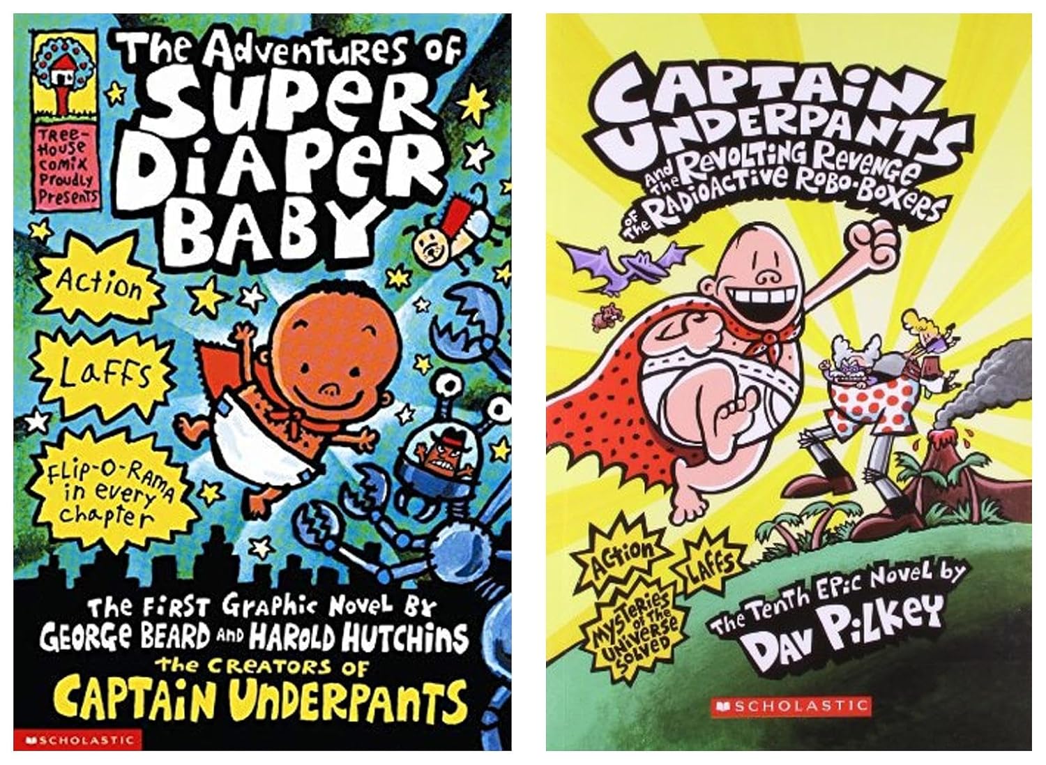 Adventures of Super Diapeer Baby (Captain Underpants) & Captain Underpants and the Revolting Revenge of the Radioactive Robo - Boxers Dave Pilkey (Product Bundle)