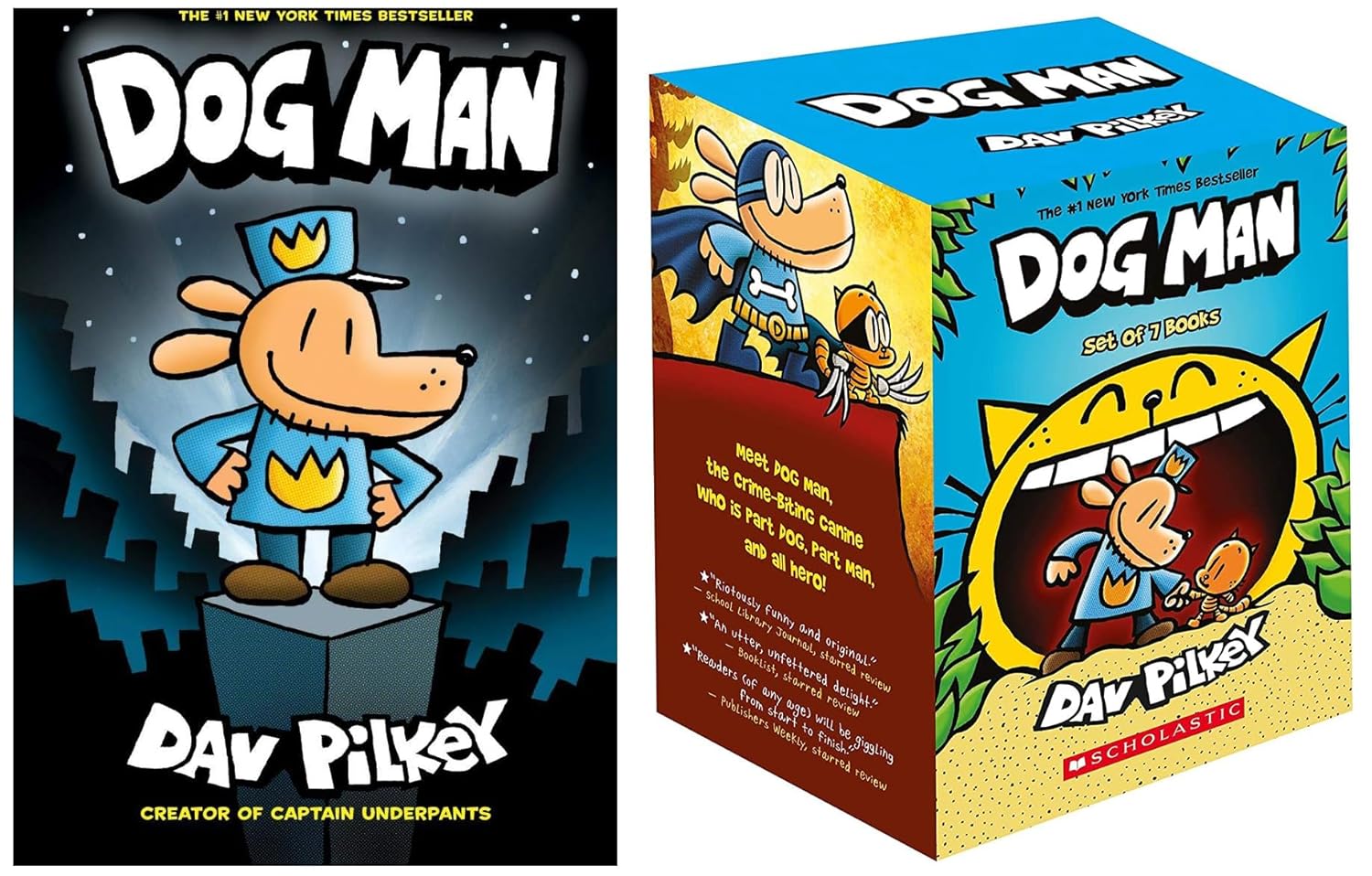 Dog Man Box of 7 Books & Dog Man 1 (Product Bundle)
