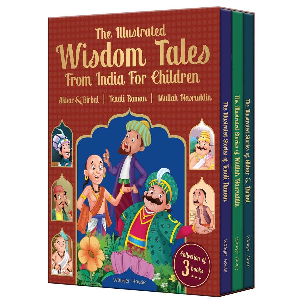 The Illustrated Wisdom Tales from India for Children (Boxed set of 3 Books)-Tenali Rama |Akbar and Birbal | Mulla Nasruddin: Collection of 3 Books (Illustrated Story Books) (Hardcover)