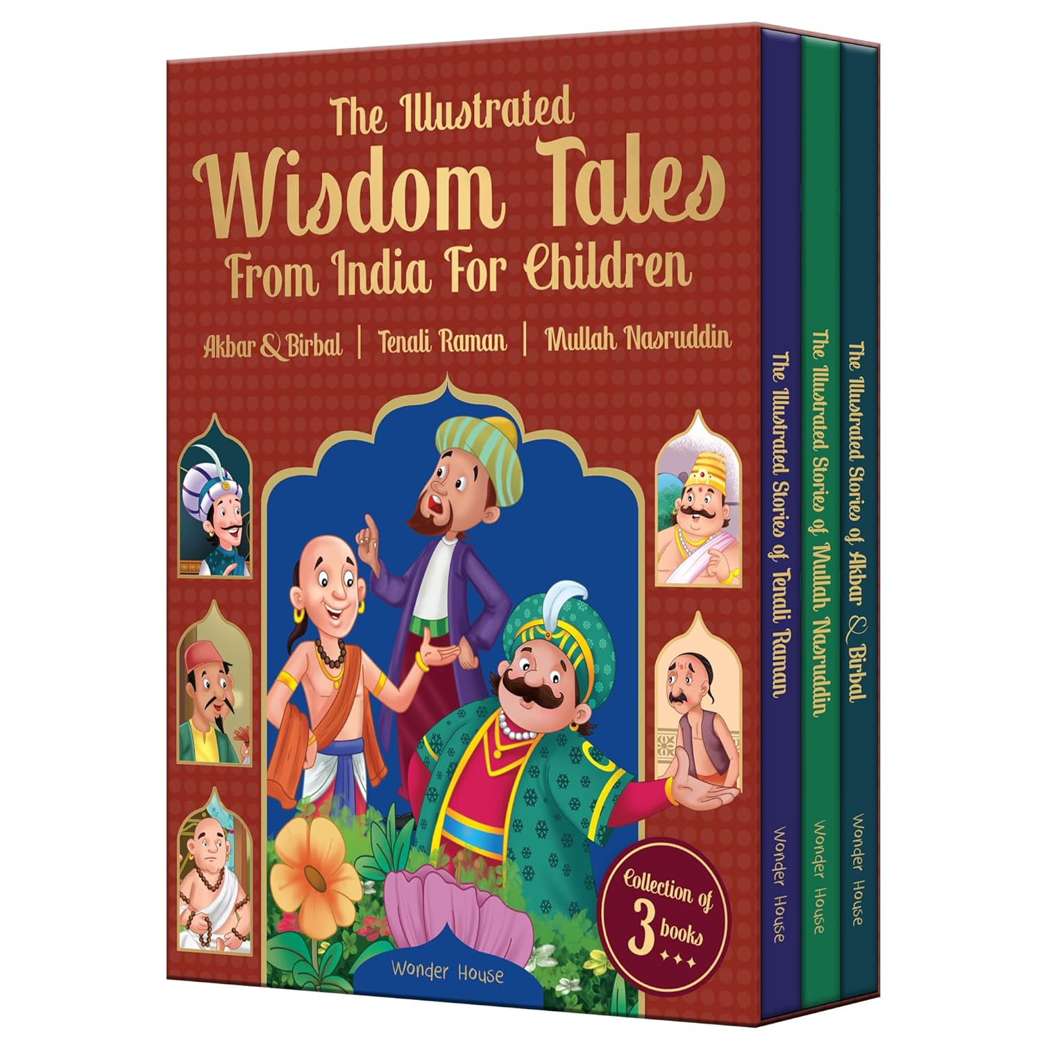 The Illustrated Wisdom Tales from India for Children (Boxed set of 3 Books)-Tenali Rama |Akbar and Birbal | Mulla Nasruddin: Collection of 3 Books (Illustrated Story Books) (Hardcover)