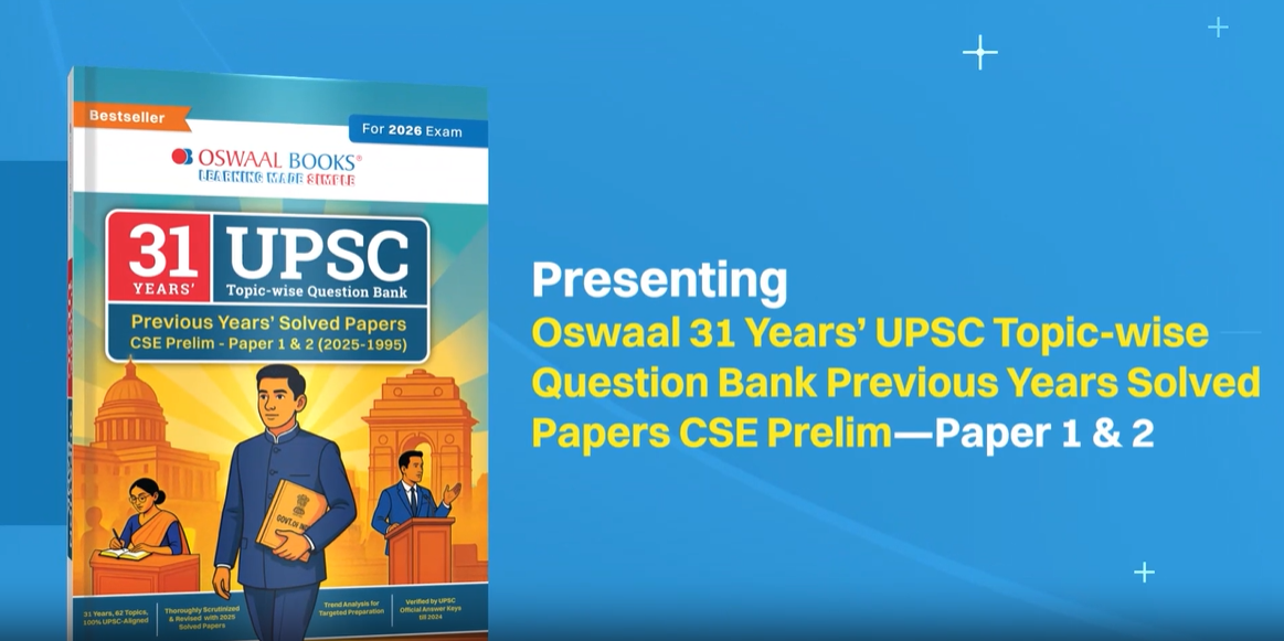 Oswaal 31 years UPSC Topic-wise Question Bank Previous Years Solved Papers CSE Prelim -Paper 1 & 2 (2025-1995) (Paperback)