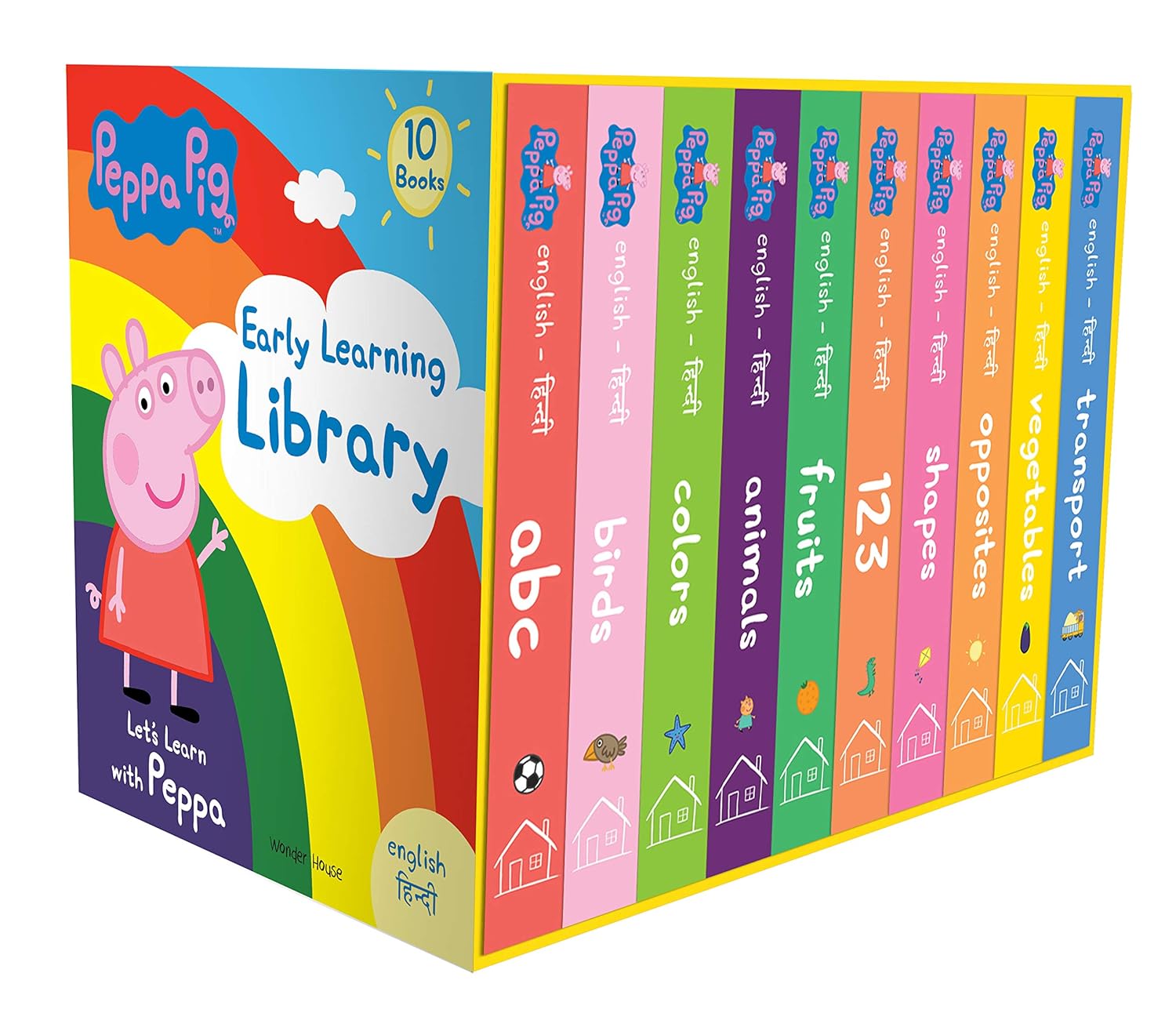 Peppa Pig Early Learning Library (English-Hindi): Boxset of 10 Board Books for Children (Board book)