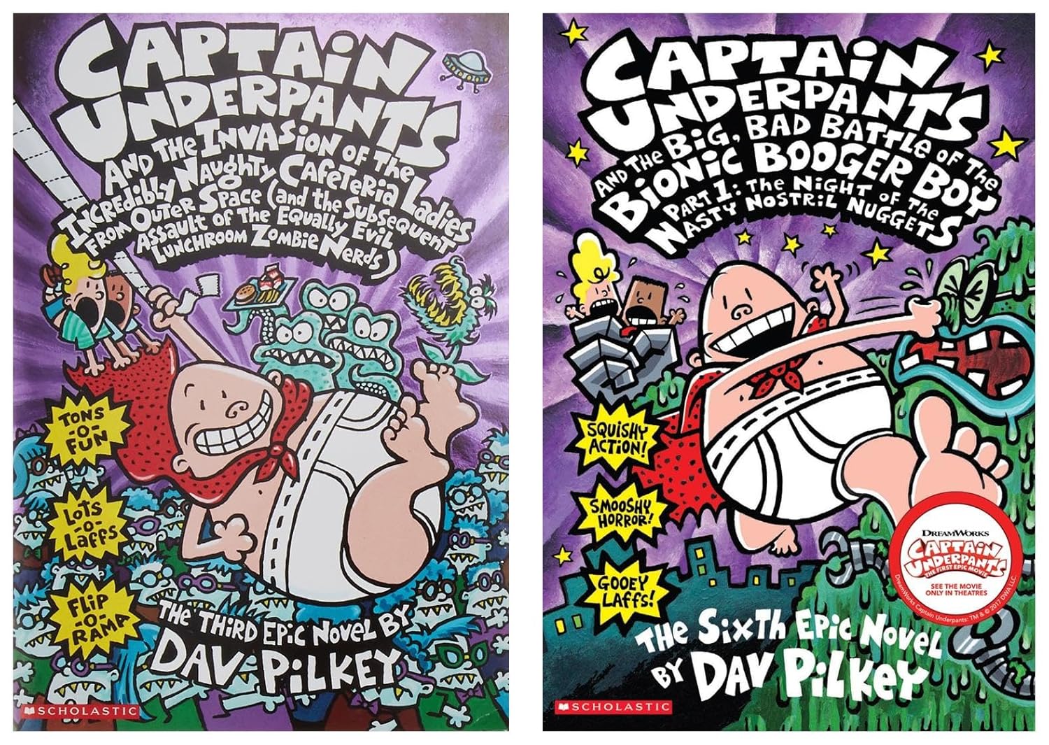CAPTAIN UNDERPANTS #06: THE BIG BAD BATTLE OF THE BIONIC BOOGER BOY PART 1 & CAPTAIN UNDERPANTS #03: THE INVASION OF THE INCREDIBLY NAUGHTY CAFETERIA LADIES FROM OUTER SPACE (Product Bundle)