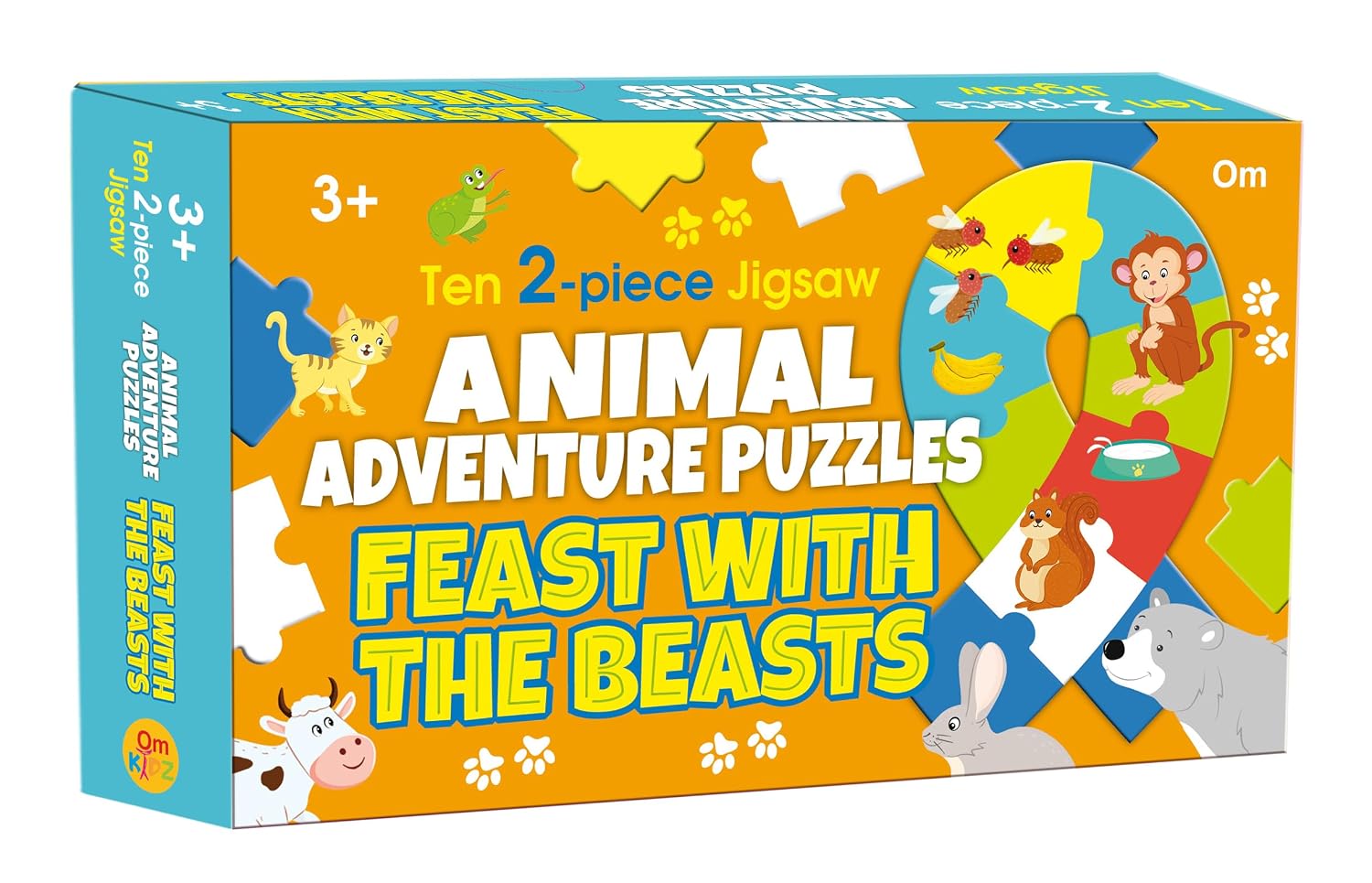Animal Adventure Puzzles Feast with the Beasts: Ten 2-Pieces Jigsaw for Kids Learn and Play | Brain Games | Mind Teaser | Puzzle Set; 3+ Ages (Puzzle)