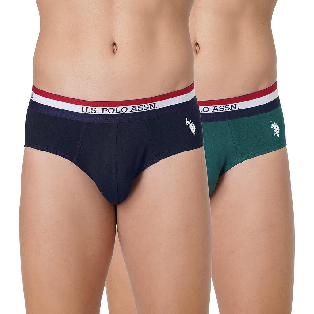U.S. Polo ASSN. Mens EB002 Anti Microbial Signature Cotton Stretch Underwear Brief -Pack of 2 (₹398.00 with 26 percent savings)