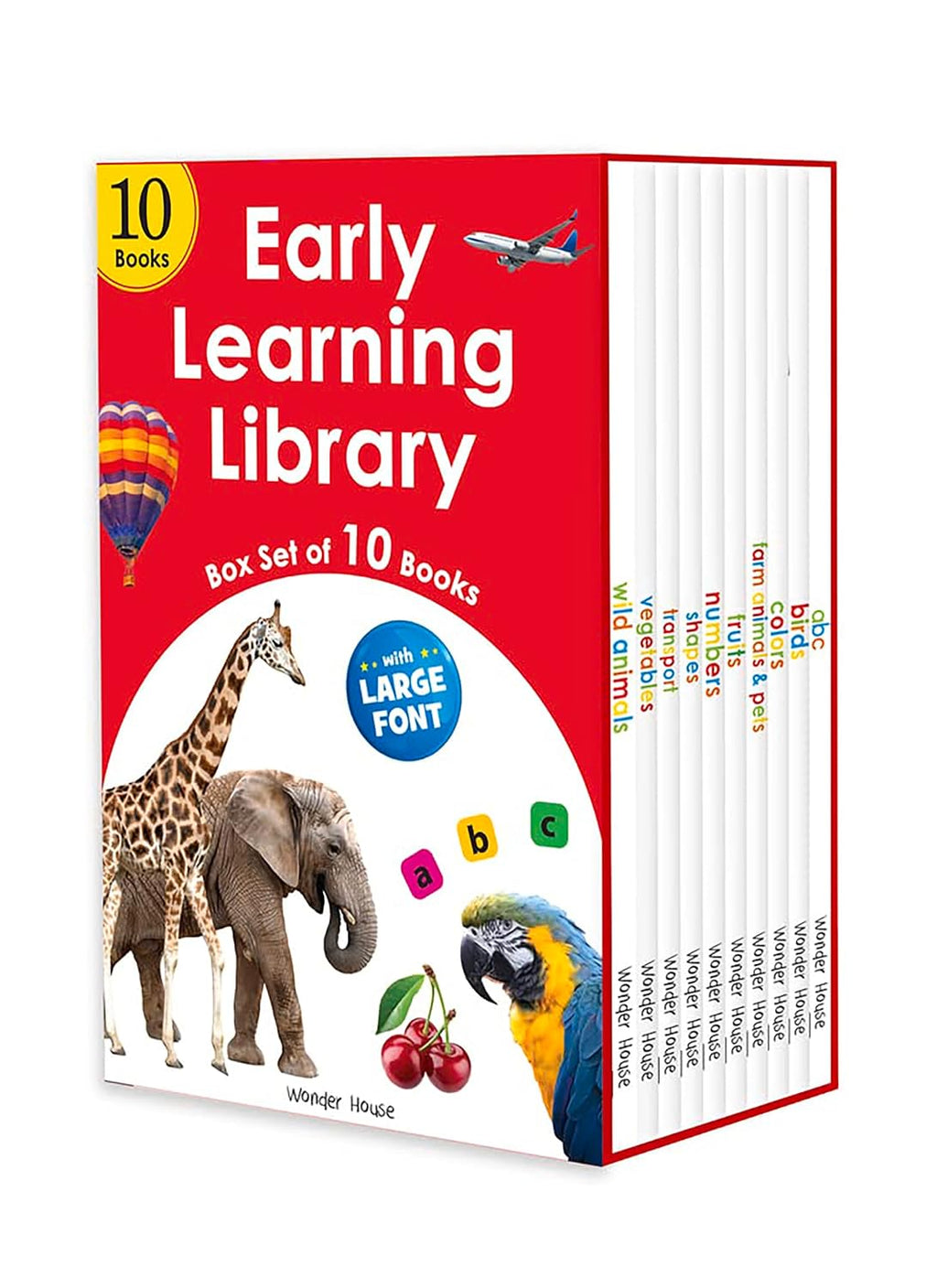Early Learning Library – Box Set of 10 Books: Big Board Books Series with Large Font for Kids | Includes ABC, Numbers, Shapes, Colours, Birds, Wild Animals, Farm Animals & Pets, Fruits, Vegetables, Tr (Board book)
