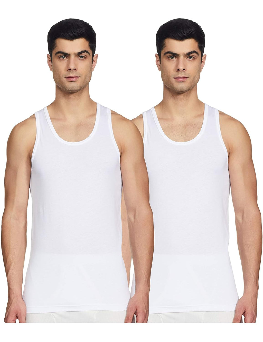 Van Heusen Men’s White Cotton Vest – Pack of 2 |Antibacterial 100% Combed Cotton | Moisture‑Wicking, Stay‑Fresh Technology, Soft Handfeel | Extended Length |Doesn’t lose shape | Regular Fit Sleeveless (S)