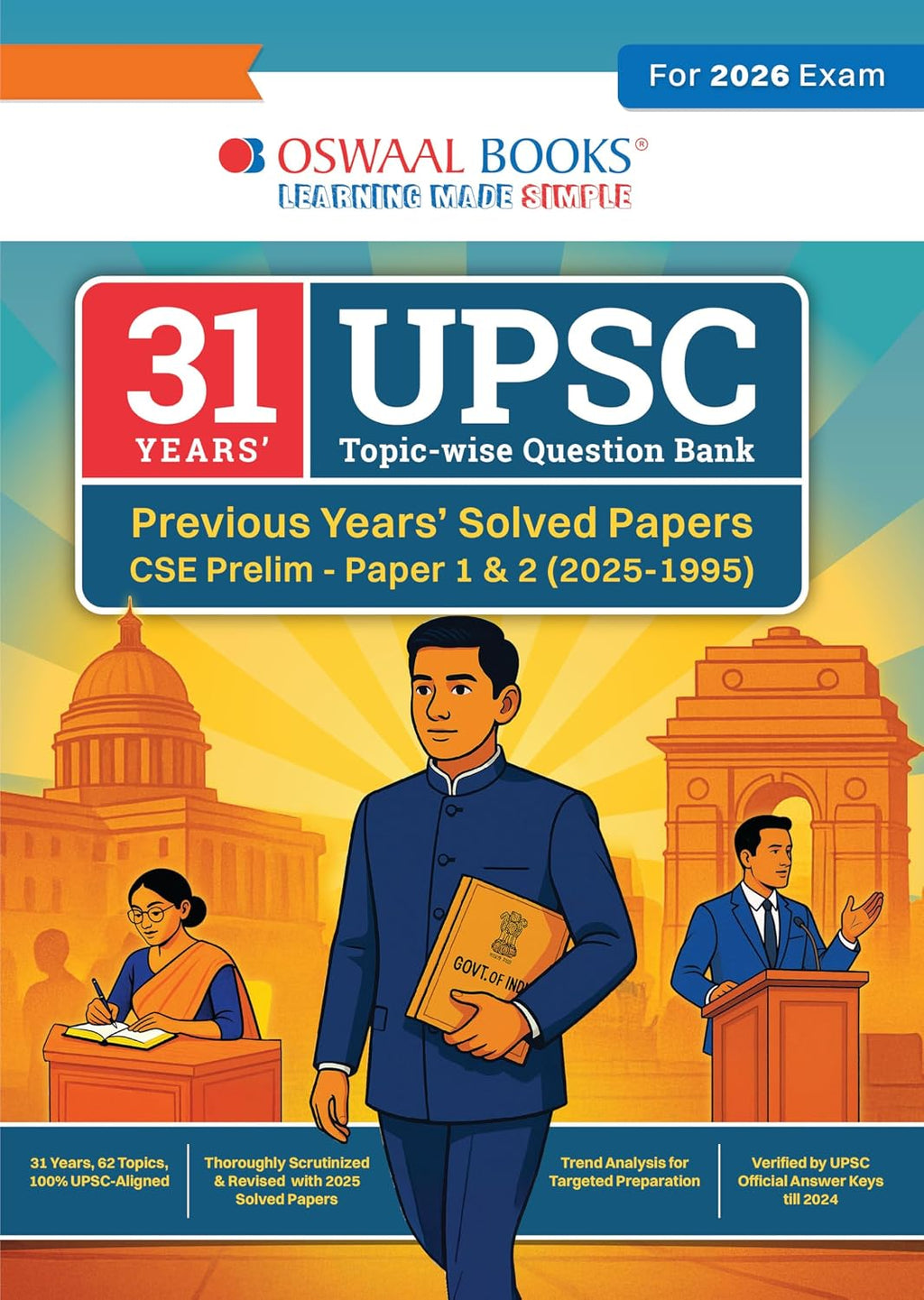 Oswaal 31 years UPSC Topic-wise Question Bank Previous Years Solved Papers CSE Prelim -Paper 1 & 2 (2025-1995) (Paperback)