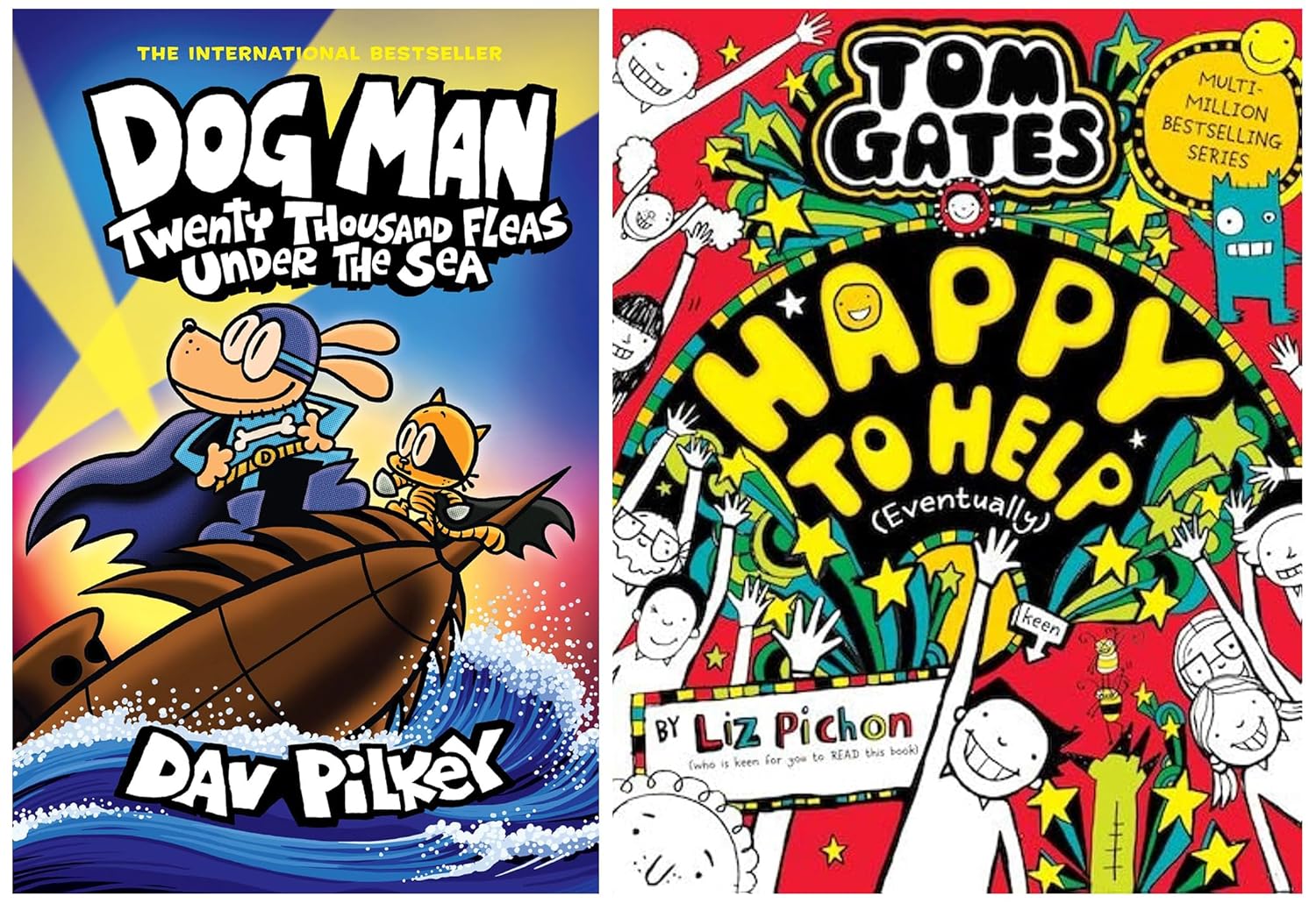 Dog Man: Twenty Thousand Fleas Under the Sea: A Graphic Novel (Dog Man #11): From the Creator of Cap & Tom Gates #20: Happy to Help (eventually) (Product Bundle)