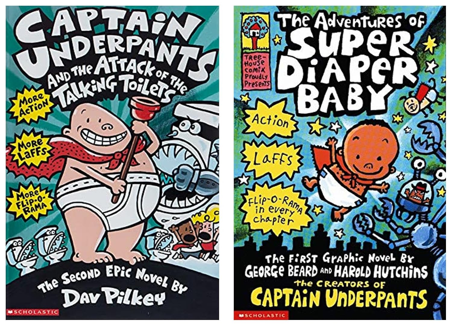 Adventures of Super Diapeer Baby (Captain Underpants) & Captain Underpants and the Attack of the Talking Toilets: 2 Captain Underpants and Dav Pilkey (Product Bundle)