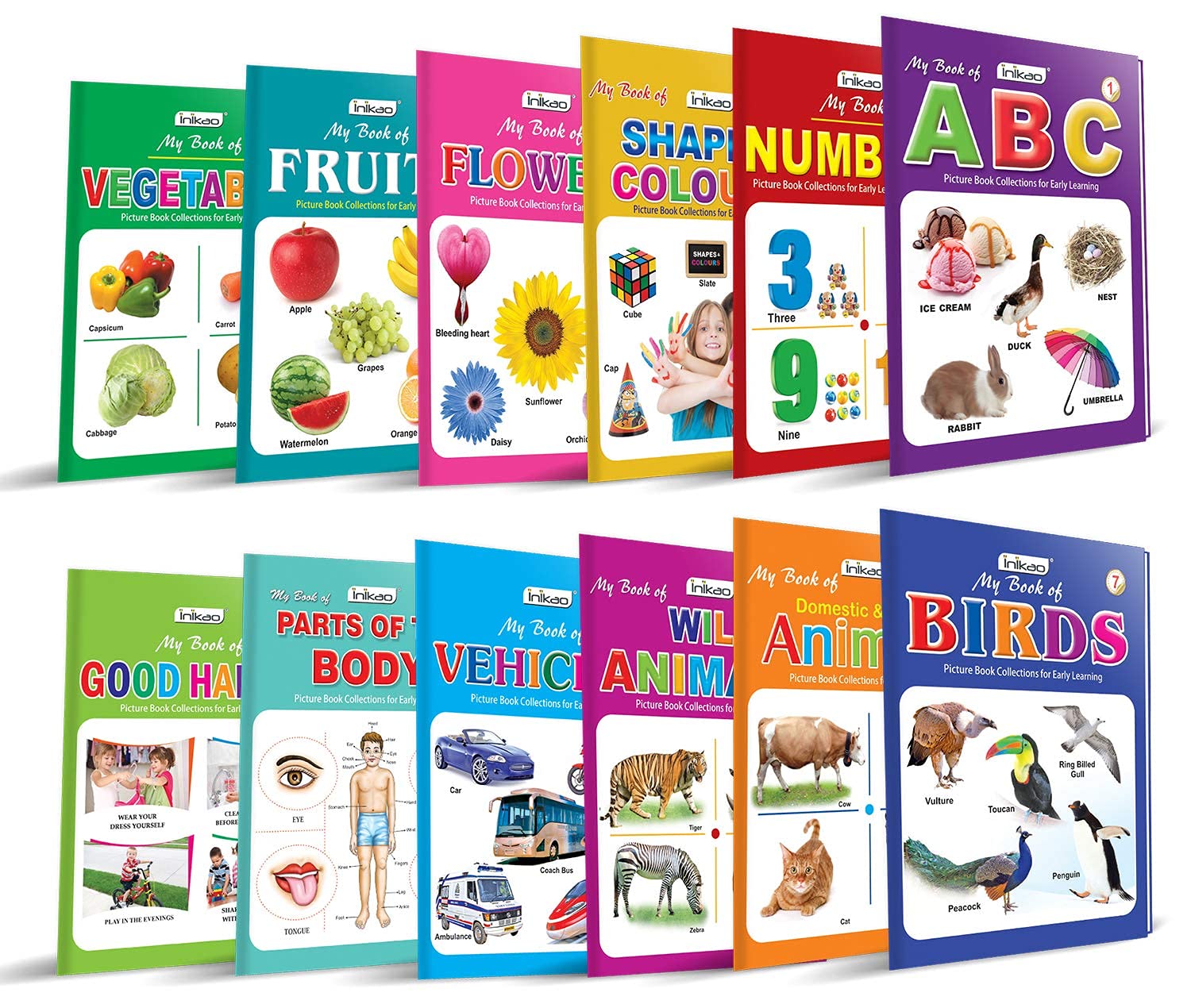 Picture Books Collections Set of 12 for Kids (Age 2–5) | Early Learning Books Combo | Alphabets, Numbers, Animals, Colours, Good Habits & More | ... (Picture Books Collection for Early Learning) (Cards)