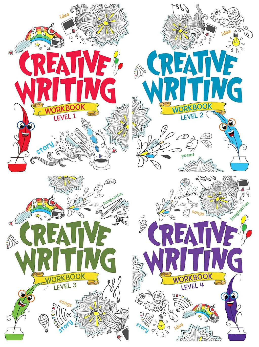 Creative Writing ( set of 4 workbooks) - Writing practice for kids (Paperback)