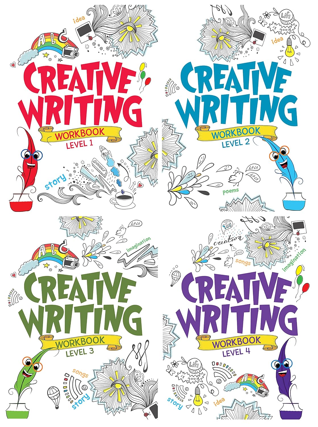 Creative Writing ( set of 4 workbooks) - Writing practice for kids (Paperback)