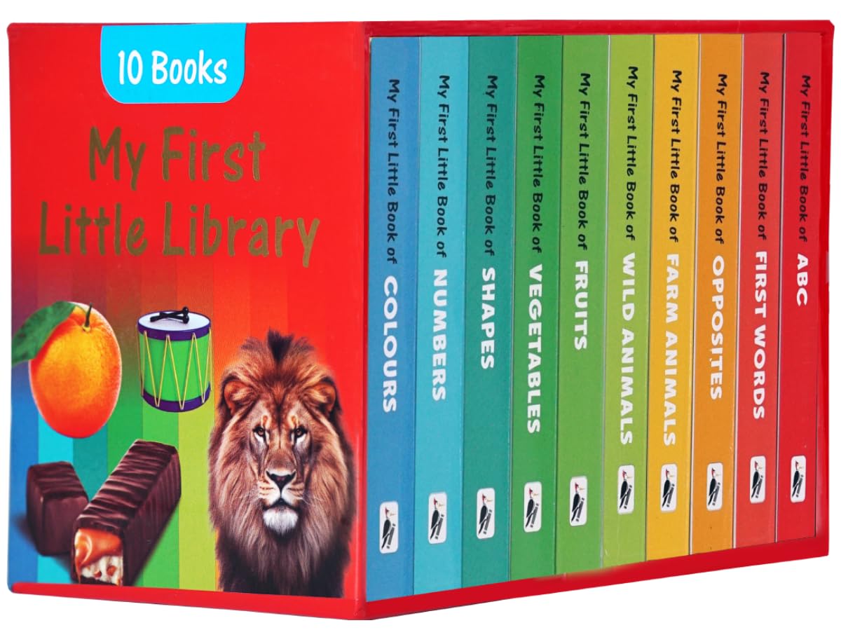 My First Little Library- Boxset of 10 Board Books for Kids | Early Learning Board Books for Babies, Toddlers & Preschoolers | Includes ABC, Numbers, ... Vegetables & First Wods | Ages 0-3 Years