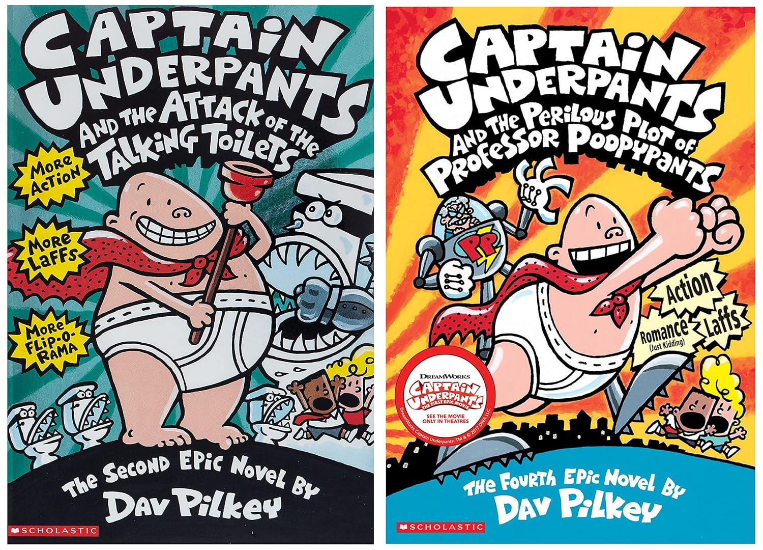 Captain Underpants and the Attack of the Talking Toilets: 2 & The Perilous Plot of Professo: 4 (Captain Underpants) (Product Bundle)