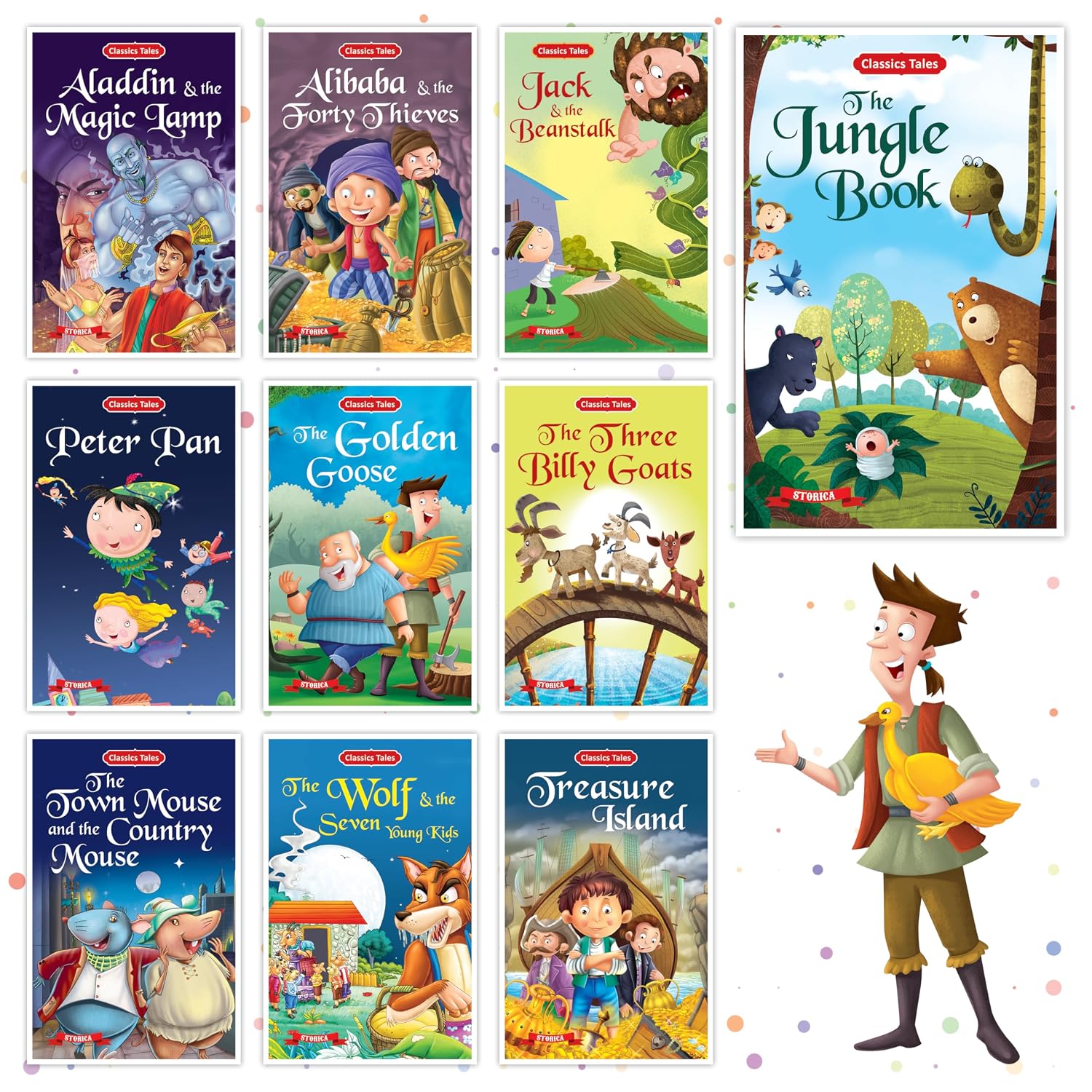 Set of 10 Classics Tales Story Books for Kids|English Short Stories for 3+ | Aladdin, Alibaba, Jungle Book & Others (Product Bundle)
