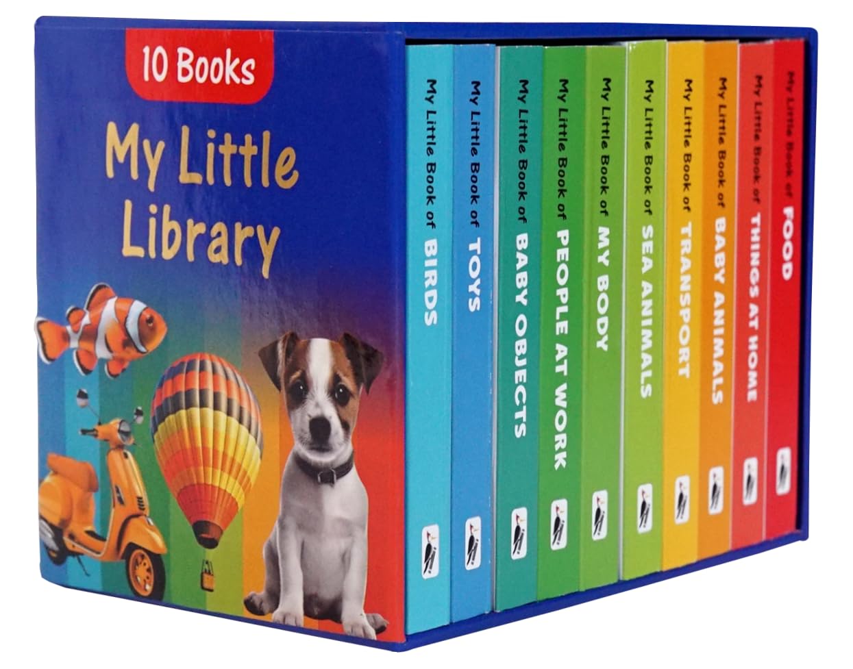 My Little Library- Boxset of 10 Board Books for Kids | Early Learning Board Books for Babies, Toddlers & Preschoolers | Includes Food, Toys, Birds, ... Animals & Things At Home | Ages 0-3 Years