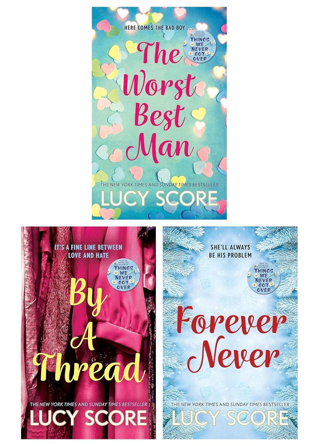 Lucy Score Collection 3 Books Set (The Worst Best Man, By a Thread & Forever Never) Paperback