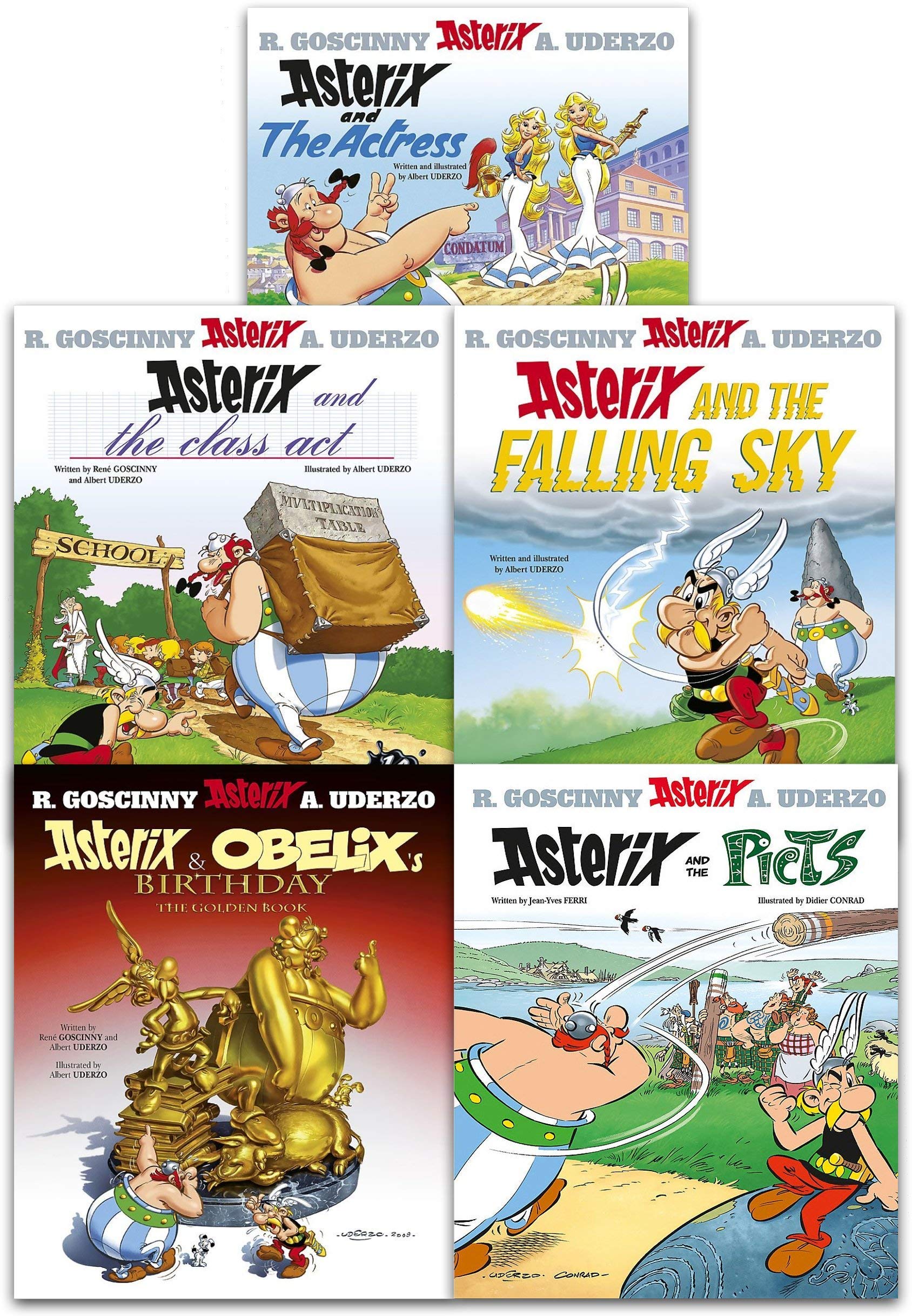 Asterix Series 7 Collection 5 Books Set (Book 31-35) (Asterix and the Actress, Asterix and the Class Act, Asterix And The Falling Sky, Asterix and Obelixs Birthday, Asterix and the Picts)